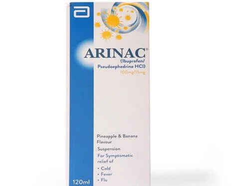 This is arinac syrup that can be used for flu and fever.