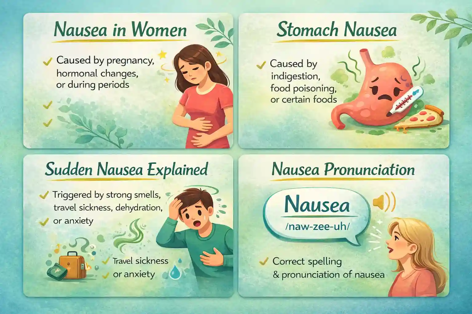 Learn about nausea and its causes and preventions in Urdu