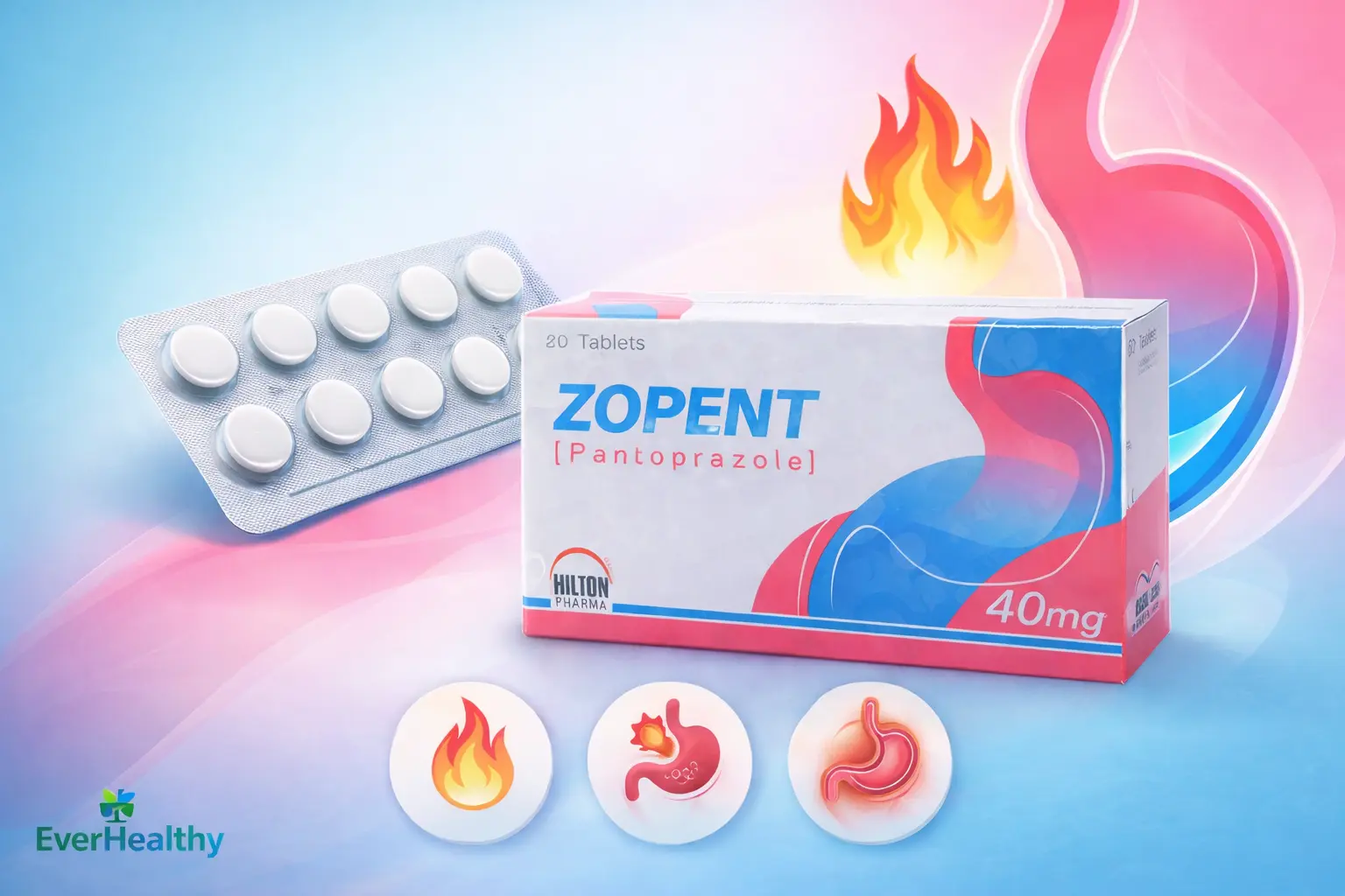 Zopent 40mg tablet for acidity, heartburn and GERD treatment