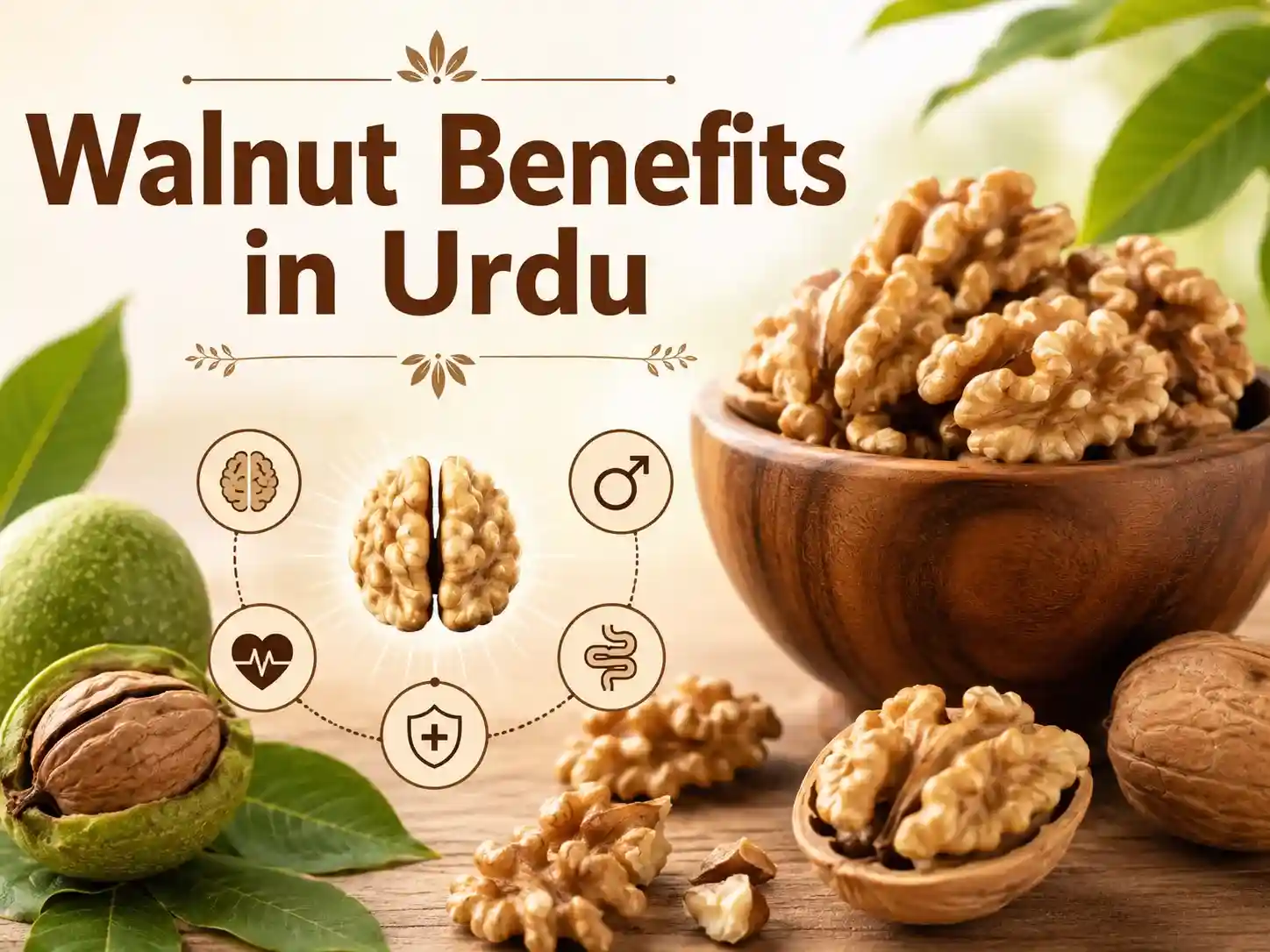 Walnuts have many benefits for health.
